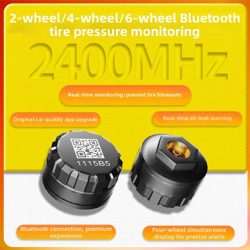 Motorkerékpár Bluetooth abroncsnyomás-ellenőrző, külső vezeték nélküli TPMS 2/4 kerekű járművekhez, hordozható