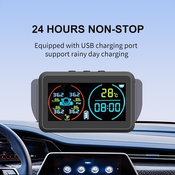 Novi TPMS s prikazom vremena i temperature te monitorom tlaka u gumama, bežični solarni pogon, univerzalno za automobile