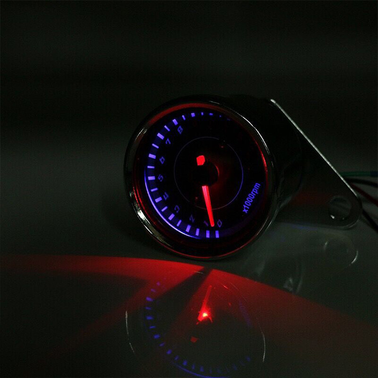 Мотоциклетен електронен тахометр с LED подсветка, HP-YB011, 12V, универсален за модифицирани мотоциклети