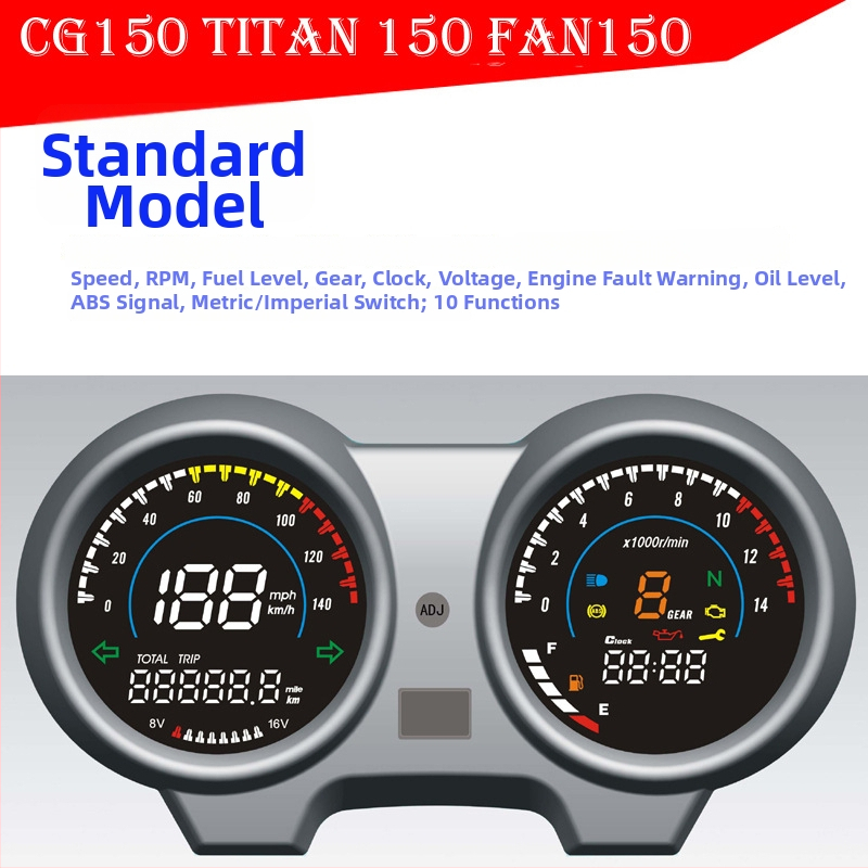 Digitálny prístrojový panel pre motocykel TITAN 150, FAN150, CG150 a Zanella RX150, MOTOMEL S2 | Materiál: ABS/PP/PMMA; Presnosť: 1; Hmotnosť: 800 g