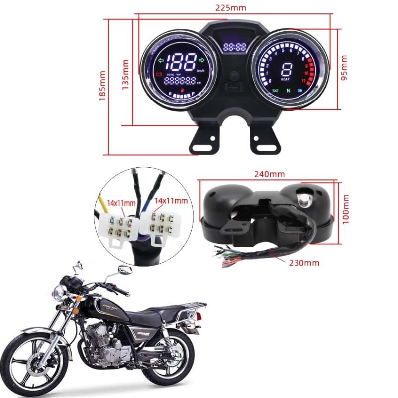 Instrument ploča motocikla Tiansheng Runtong, materijal ABS/PP/PMMA, točnost mjerenja 1%, težina 1,2 kg