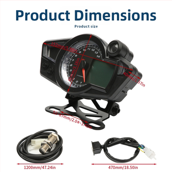 RX1N LCD merač pre 12V univerzálny motocykel – viacfunkčný digitálny tachometer a odometer, ABS + akryl + LED, kovový držiak, 0.483 kg