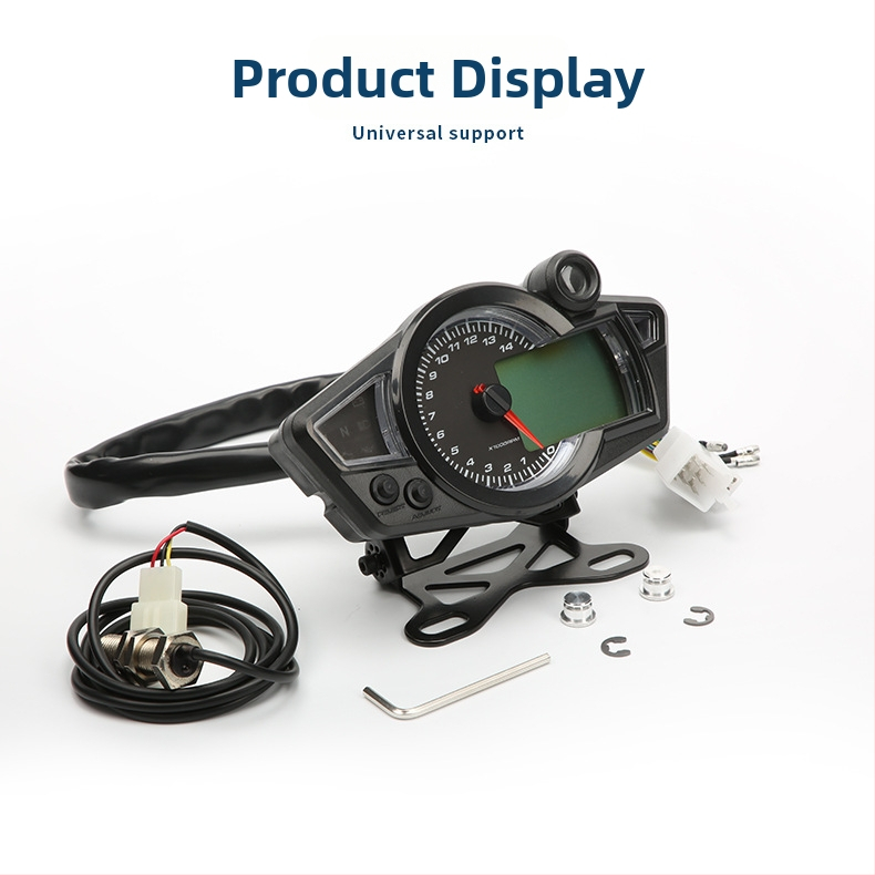 RX1N LCD merač pre 12V univerzálny motocykel – viacfunkčný digitálny tachometer a odometer, ABS + akryl + LED, kovový držiak, 0.483 kg