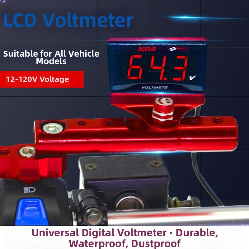 LCD voltmetr pre univerzálne elektrické vozidlá — digitálny displej, universalné uchytenie, doplnok na úpravy