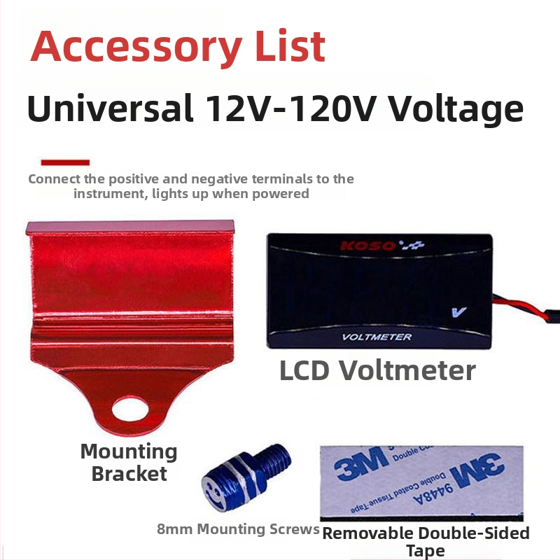 LCD voltmetr pre univerzálne elektrické vozidlá — digitálny displej, universalné uchytenie, doplnok na úpravy