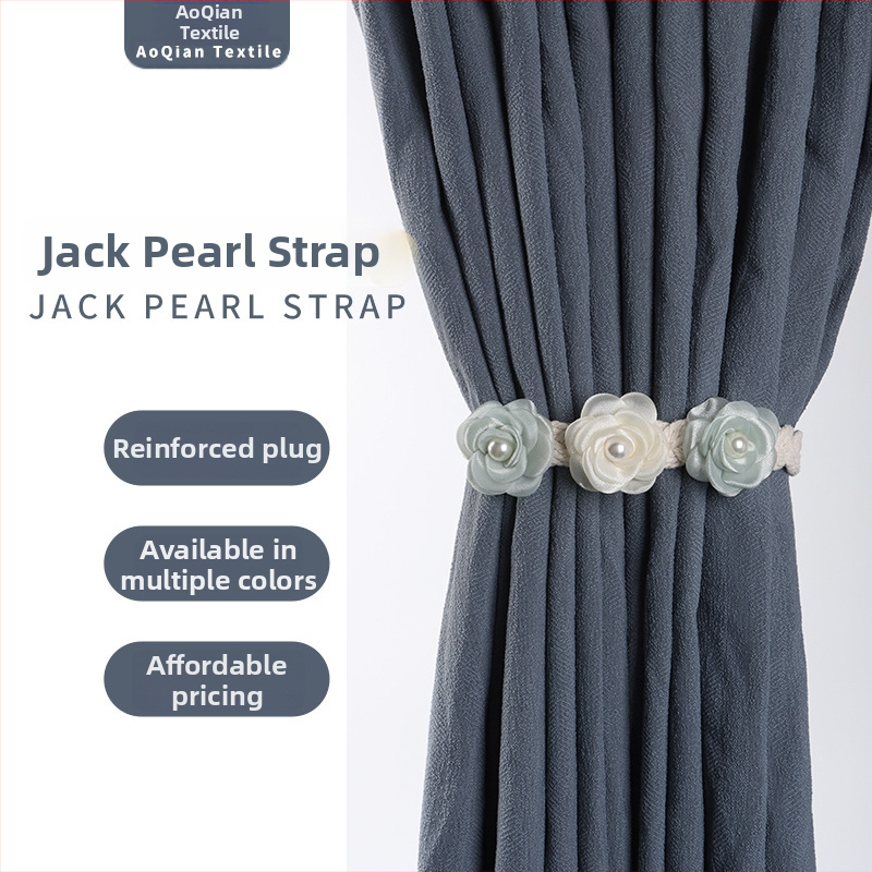 Závesová páska so z kvetinovou pleteninou - Aoxiao, materiál: bavlnené priadze a chemické vlákna, moderný minimalistický štýl