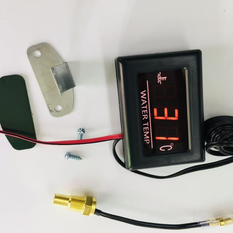 Цифров електронен измервател на температурата на водата за автомобили, камиони, багери и палетни колички — диапазон на вход 9–33V, ABS пластмаса, цифров дисплей