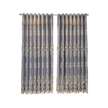 Kétrétegű domborított hímzett függönyök három virág motívummal, poliészter jacquard; magas árnyékolás 71–90%; padlótól a mennyezetig érő, erkély- és sarokablakhoz; római fejvég