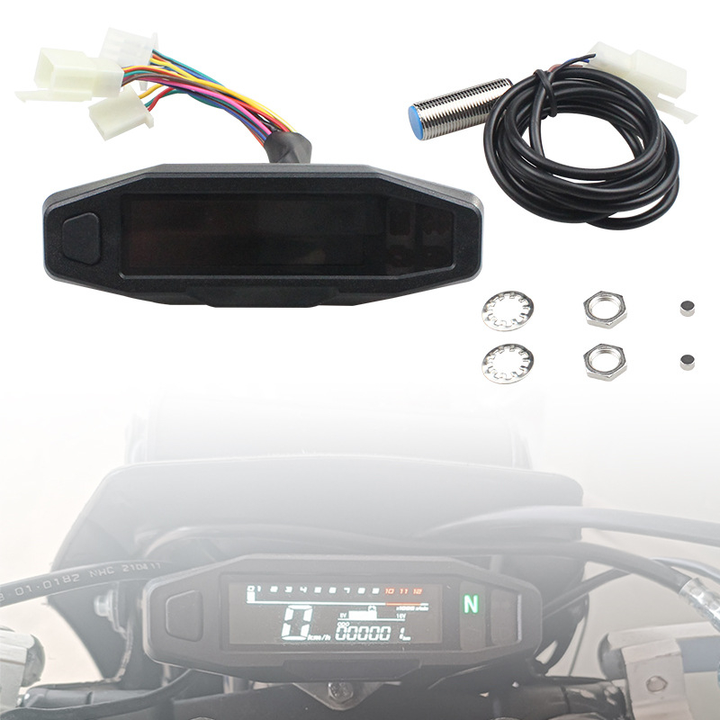 Motocikl mini HD LCD elektronička instrument ploča: brzomjer, tahometar i indikator razine goriva; ABS; težina 209 g; model Motorcycle modification