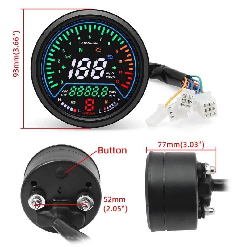 LCD instrument ploča za motocikl – Hourglass Liquid Crystal Meter, ABS plast, 0,4 kg, pogodan za većinu motocikala