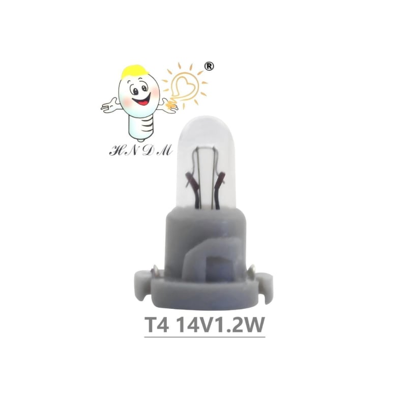 Автомобилна приборна светлина T3 T4 — 14V, 1.2W/1.0W/0.91W, ясно светлина, стъкло и волфрамово жило, корпус от пластмаса с висока термоустойчивост