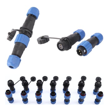 EKYK IP68 vízálló repülőgép-csatlakozó SD13/SP13, 1–7 pólus, aranyozott érintkezők, PA66 tűzálló szigetelőanyag