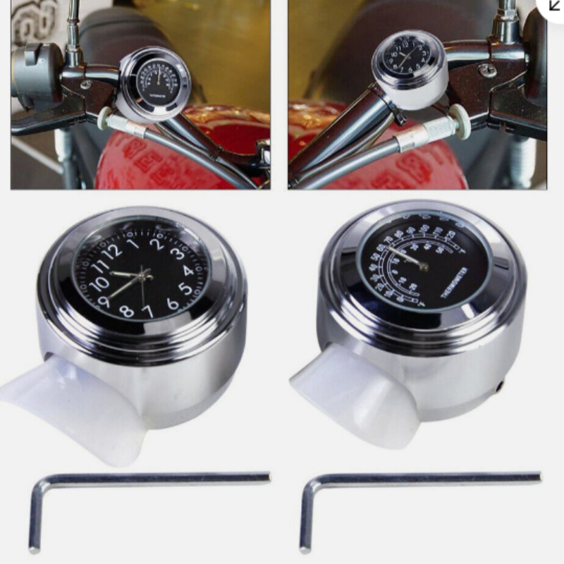 Termometar za ručicu upravljača motocikla, mjerenje temperature, Harley retro stil, sat za upravljač promjera 22–25 mm