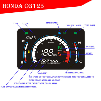 Digitalni instrument ploča motocikla CG125 – Tiansheng, ABS PMMA, točnost 1%, težina 900 g