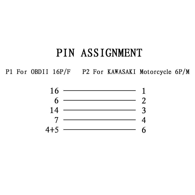 Kawasaki 6-pin OBD2 διαγνωστικό καλώδιο προσαρμογής για μοτοσυκλέτες Kawasaki, 9–16 V, -30 έως 70 °C