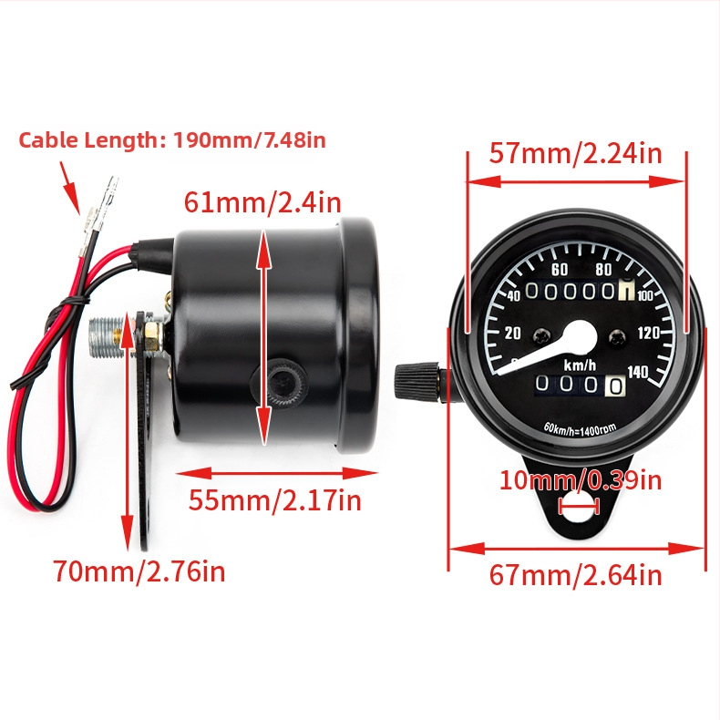 Elektronický tachometer na motocykel so dvojitou odometrom, LED retro ukazovateľ, kompaktný merací prístroj