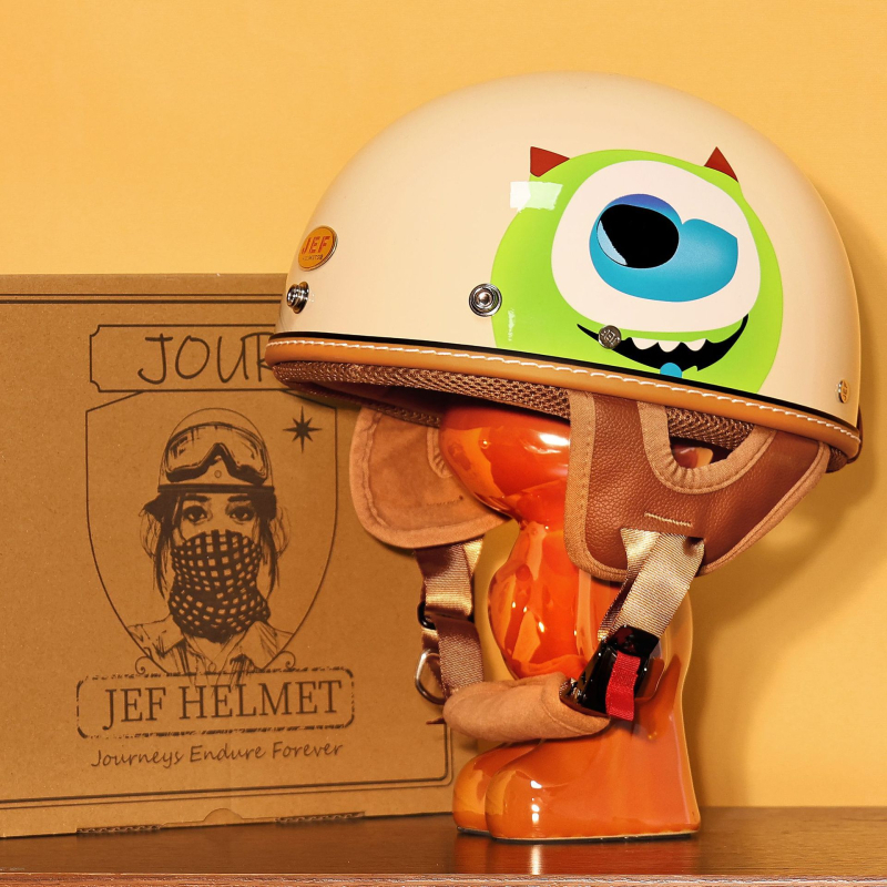 Casca moto JEF – ABS, certificare 3C, ușoară, design retro pentru vară și navetă