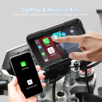 Мотоциклетен 5-инчов хоризонтален дисплей с безжично CarPlay/Android Auto, преносима GPS навигация, Bluetooth мониторинг на налягането в гумите, до 64 GB памет
