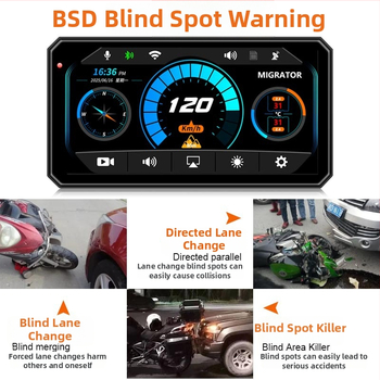 Motorkerékpár videóregisztrátor CarPlay kijelzővetítéssel, 6,1 hüvelykes, BSD holttér-monitorozás, gumiabroncsnyomás-érzékelés, vízálló