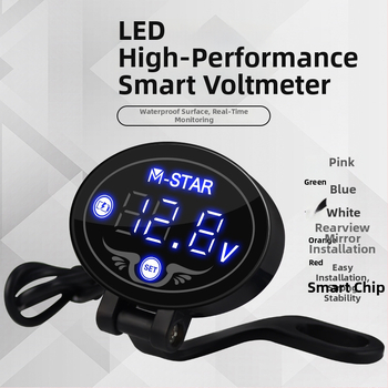 Monitor napona motocikla s LED zaslonom, vodootporni voltmetar i detektor upozorenja napona, 12–24V