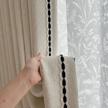 függöny Chenille anyag, Jacquard szövés, Magas árnyékolás 71–90%, Francia stílus, Minta: növények és virágok