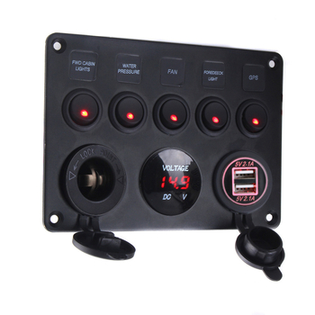 Yomi ZR0080332 Voltmetar s prekidačem od 5 pozicija, USB 4.2A, prikaz napona, za automobile, motocikle i brodove, 12–24V, aluminij + plastika, težina 500 g