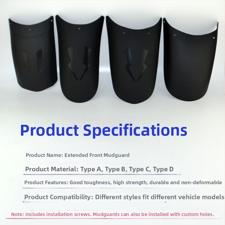 Rozšírený predný blatník a zadný blatník pre motocykle a elektrické trojkolky – univerzálna kompatibilita, polypropylén (PP), vodotesná ochrana