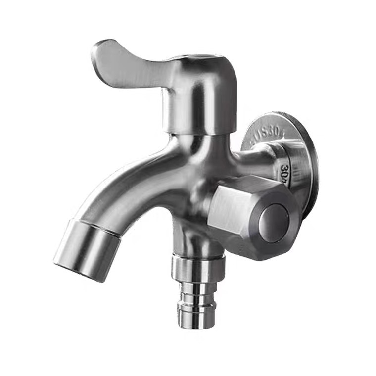 Robinet pentru mașina de spălat, cu utilizare dublă | Material: aliaj oțel inoxidabil cu cupru | Funcție: robinet amestecător | Intrare/Ieșire: DN15 | Temperatură de lucru: 0–100°C