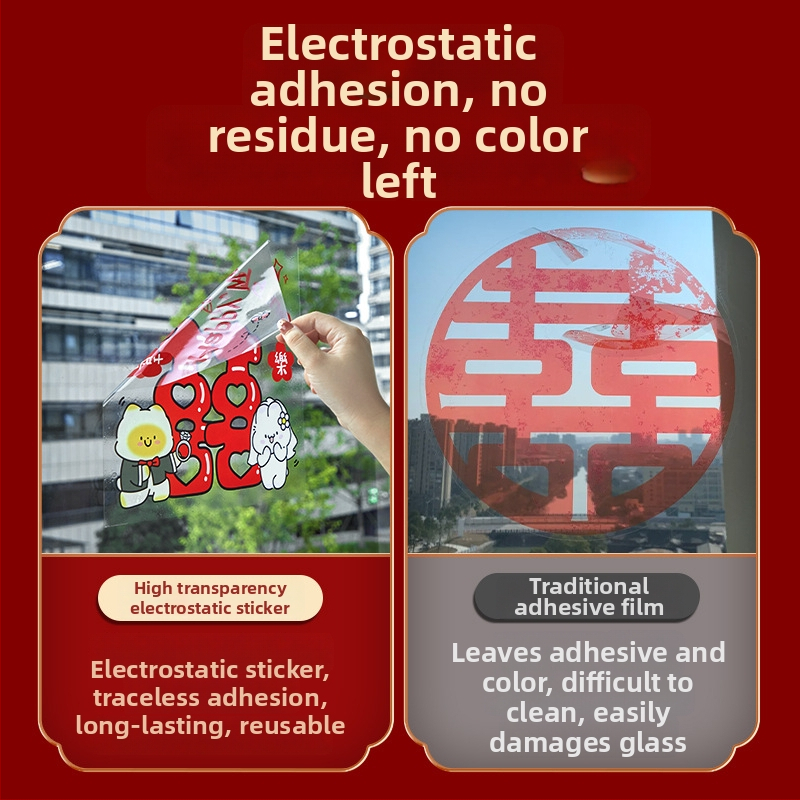 Svadobné statické nálepky na okná, sklo a zrkadlá s motívom Dvojnásobné šťastie – PVC, lepiacou páskou na montáž, svadobná výzdoba