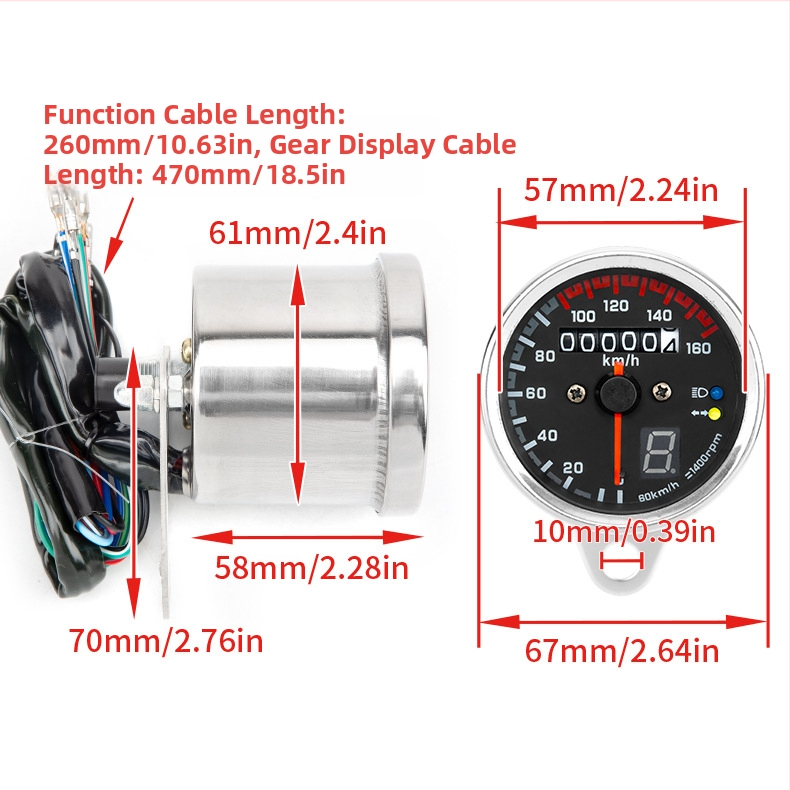 JBL ηλεκτρονικό ταχομέτρο για Harley‑Davidson, Gear Table (επιχρωμιωμένο) μοντέλο, 12V