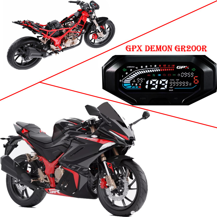 KAWAZONO GR200 cluster de instrumente pentru motocicletă cu afișaj LED HD LCD pentru GPX DACOR SA2 – ABS/PMMA/PP
