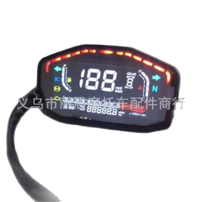 Мотоциклет LED LCD приборно табло със скоростомер и цифров одометър, модел 1010, марка JG, универсална модификация.