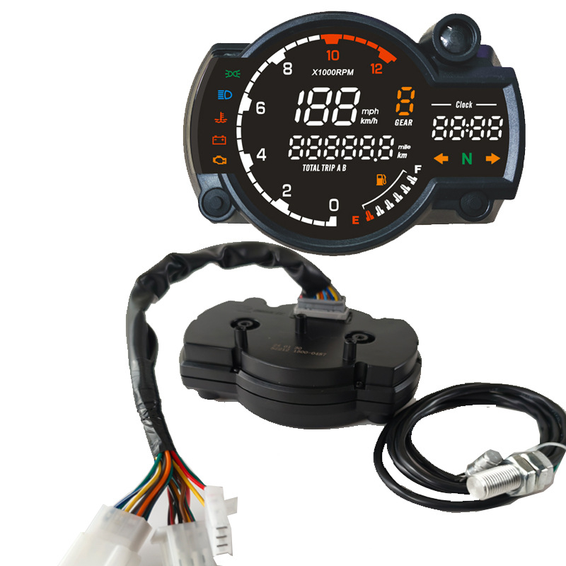 Дигитален инструментален панел RX2N за мотоциклет, автоматично регулиране на яркостта с часовник, 12V, универсален за мотори