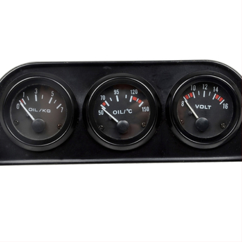 52 mm trodijelni mjerni skup za automobil: voltmetar, mjerač temperature vode, mjerač tlaka ulja, 12V crni okvir s bijelim brojčanikom