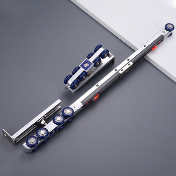 Sagitar roată suspendată din oțel inoxidabil pentru uși glisante interioare, cu tamponare bidirecțională și etichetă cu logo