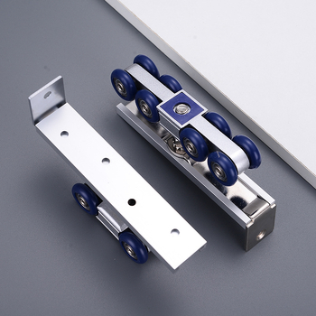 Sagitar roată suspendată din oțel inoxidabil pentru uși glisante interioare, cu tamponare bidirecțională și etichetă cu logo