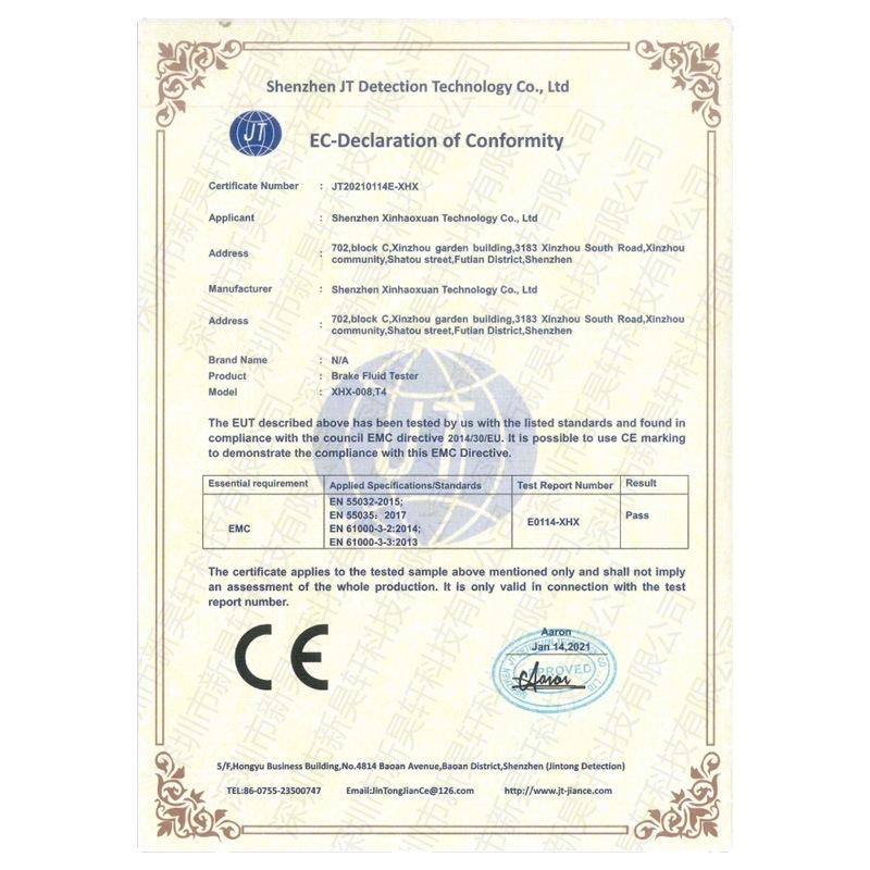 Detector de calitate a uleiului pentru fluidul de frână - Model D5-OBFL, 1.5V, -60 la 60°C