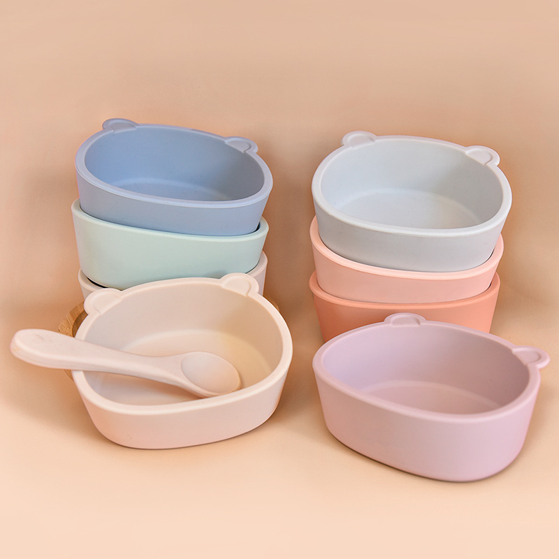 Σετ σιλικόνης για βρέφη: βρεφική σαλιάρα από σιλικόνη, μπολ και κουτάλι; αδιάβροχο, ανθεκτικό στη βρωμιά και στις πτώσεις; από 6 μηνών.