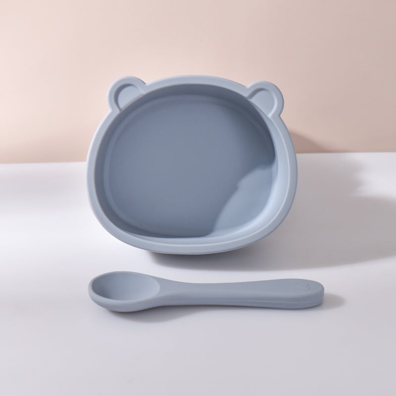 Σετ σιλικόνης για βρέφη: βρεφική σαλιάρα από σιλικόνη, μπολ και κουτάλι; αδιάβροχο, ανθεκτικό στη βρωμιά και στις πτώσεις; από 6 μηνών.