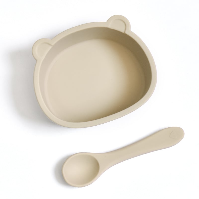 Σετ σιλικόνης για βρέφη: βρεφική σαλιάρα από σιλικόνη, μπολ και κουτάλι; αδιάβροχο, ανθεκτικό στη βρωμιά και στις πτώσεις; από 6 μηνών.