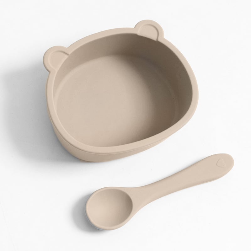 Σετ σιλικόνης για βρέφη: βρεφική σαλιάρα από σιλικόνη, μπολ και κουτάλι; αδιάβροχο, ανθεκτικό στη βρωμιά και στις πτώσεις; από 6 μηνών.