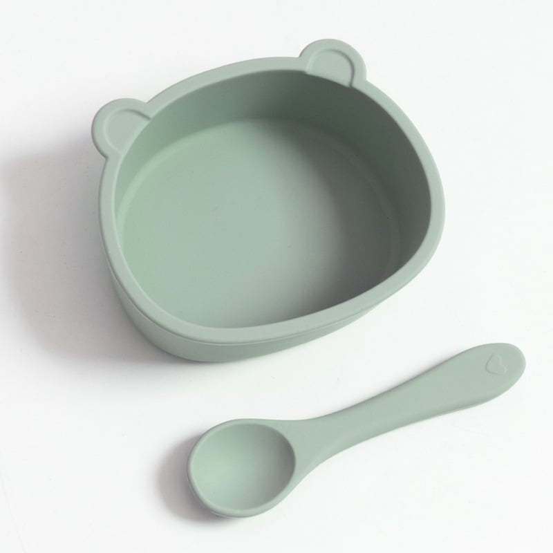 Σετ σιλικόνης για βρέφη: βρεφική σαλιάρα από σιλικόνη, μπολ και κουτάλι; αδιάβροχο, ανθεκτικό στη βρωμιά και στις πτώσεις; από 6 μηνών.