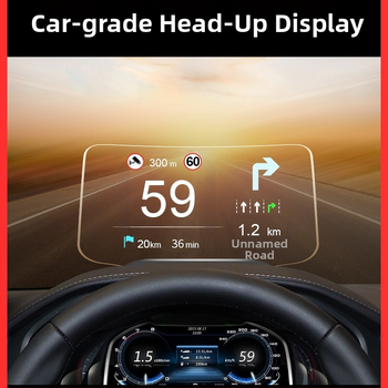HUD palubný displej pre auto s detekciou porúch OBD, plávajúca projekcia obrazu, navigácia, vymazanie kódov — Model 985 — Napájanie batériou • Manuálne ovládanie • Vstupný signál: Iné