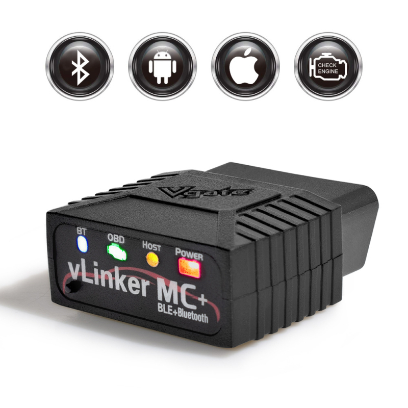vLinker MC+ BLE 4.0 automobilni dijagnostički alat za sustav motora, 12V napajanje, verzija V2.2, kompatibilan s Android i iOS