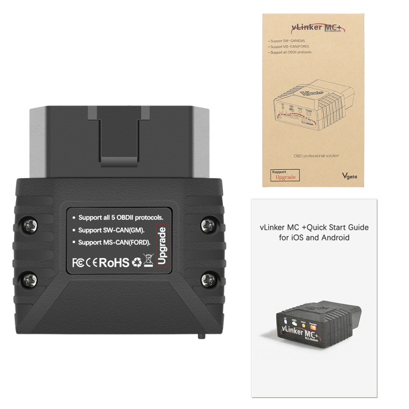 vLinker MC+ BLE 4.0 automobilni dijagnostički alat za sustav motora, 12V napajanje, verzija V2.2, kompatibilan s Android i iOS