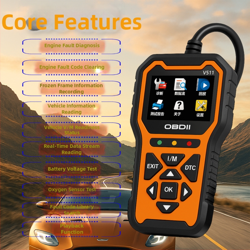 OBD detektor kodova kvarova motora V511 – alat za dijagnostiku električnog sustava, 12V, -30°C do +70°C, Model V511