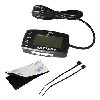 BI008 motorker voltmérő, 12-48V, univerzális több akkumulátorhoz, LCD zöld háttérvilágítással, mérési pontosság 0,01V, négyzetes ház