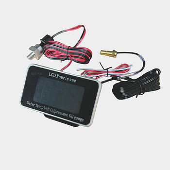 Univerzális LCD kijelző a vízhőmérséklethez, feszültséghez és olajszinthez, valamint az olaj mennyiségéhez autók, teherautók, mezőgazdasági járművek és kotrók számára — 12V/24V, műanyag, méretek 96×55×2 mm