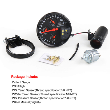 Dyno Racing 8140SW Πολυλειτουργικό ταχομετρικό όργανο, 0-11000 RPM, τροφοδοσία 12V