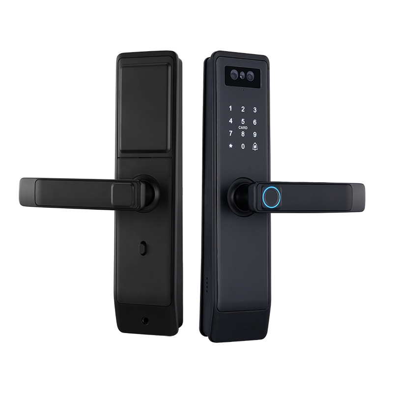 3D arcképekkel és videó interkommal ellátott okos zár fa ajtóra, Modell P15, 100 ujjlenyomat tárolás, >100000 nyitás, szkennelési idő 0,15 s, FA 0,1%, FR 0,1%